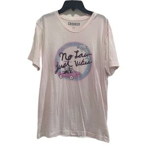 CROOKED Pink Tee “No Law Just Vibes”
